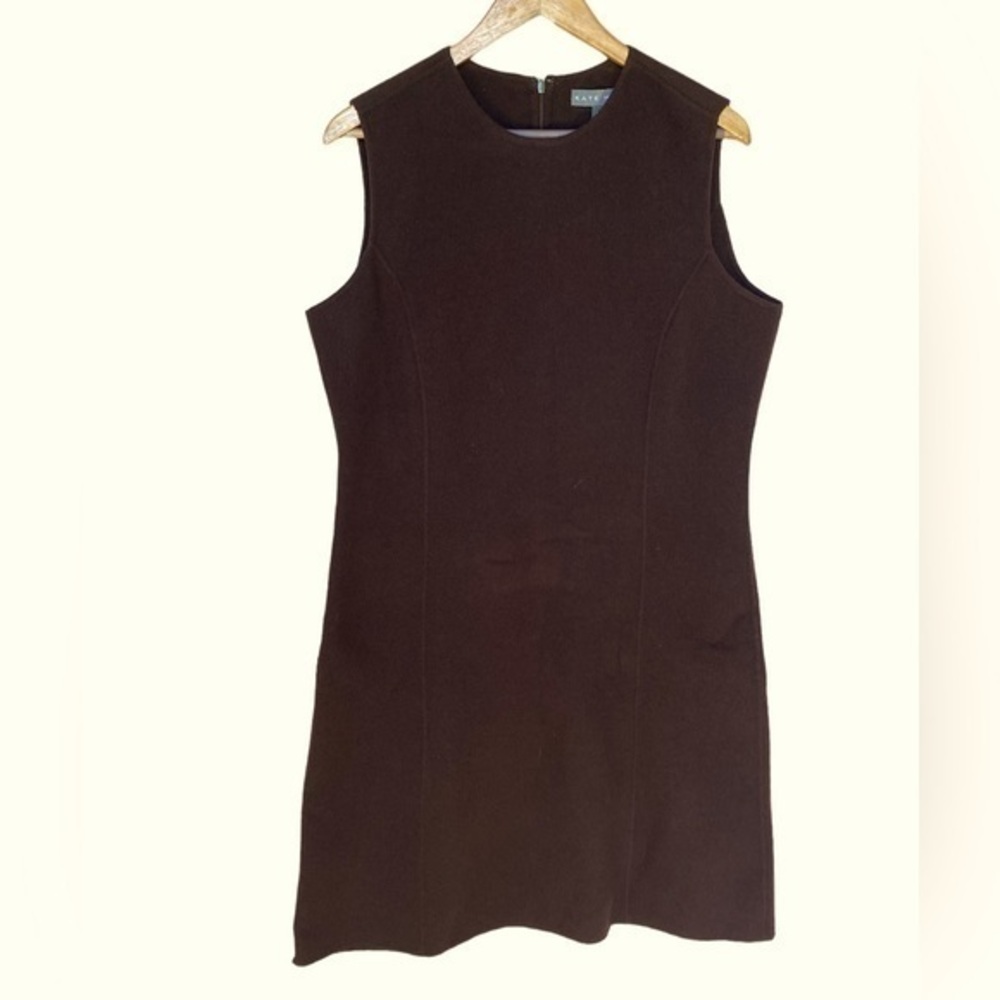 Kate Hill women’s Wool Blend sleeveless brown felt bodycon sheath Dress size 12